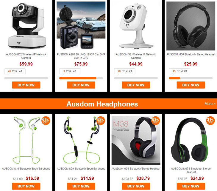 Скидки от 30% на наушники и камеры Ausdom на Gearbest.com-2