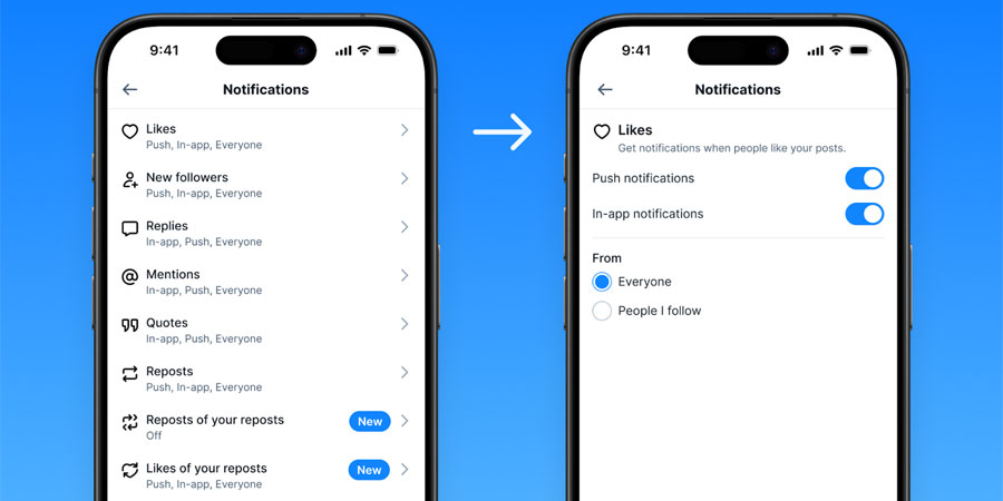 Personalising notifications in Bluesky