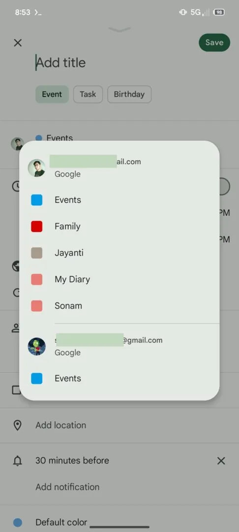 Sélectionner un calendrier pour un événement dans Google Agenda