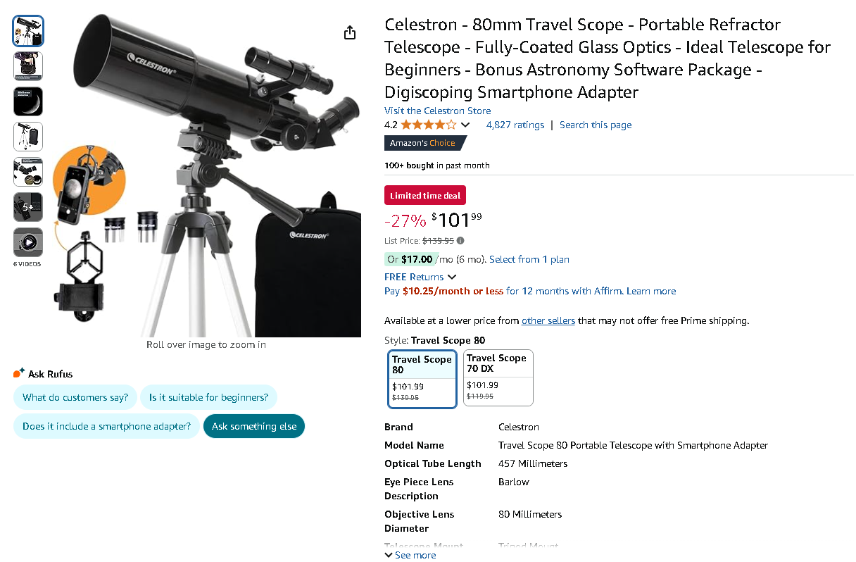 Celestron Travel Scope 80