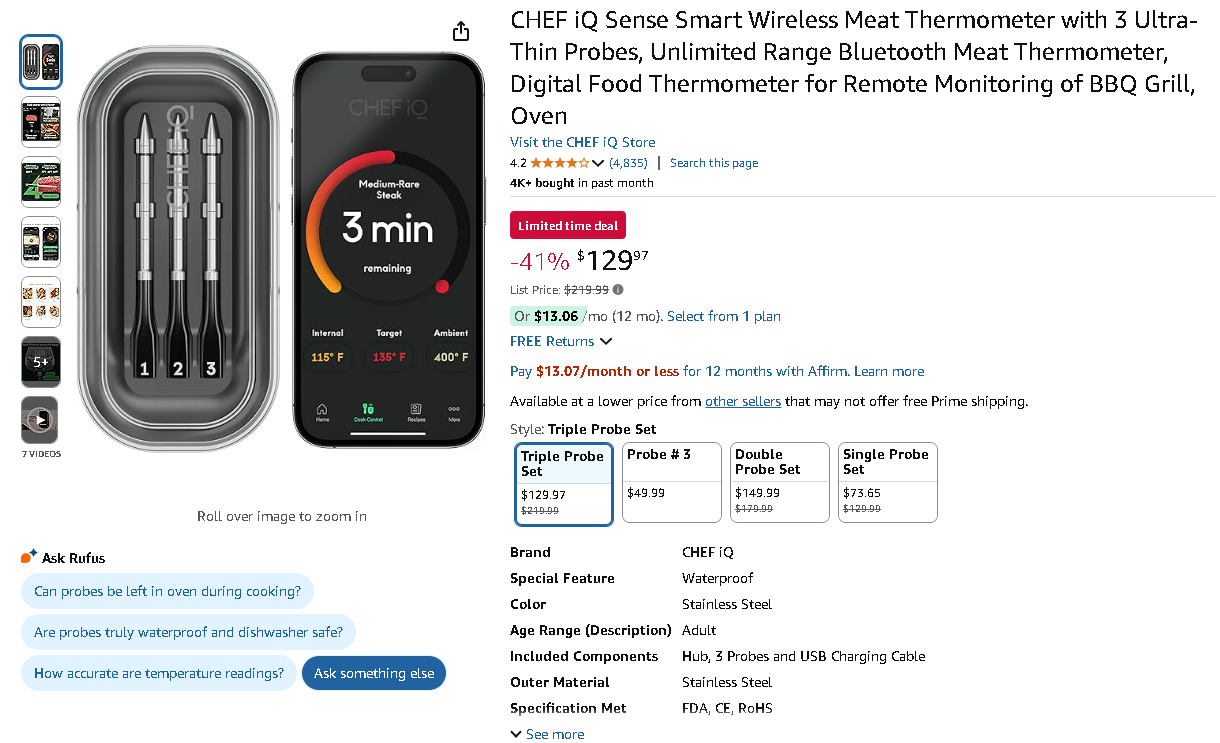 CHEF iQ Sense Smart Wireless Meat Thermometer screenshot