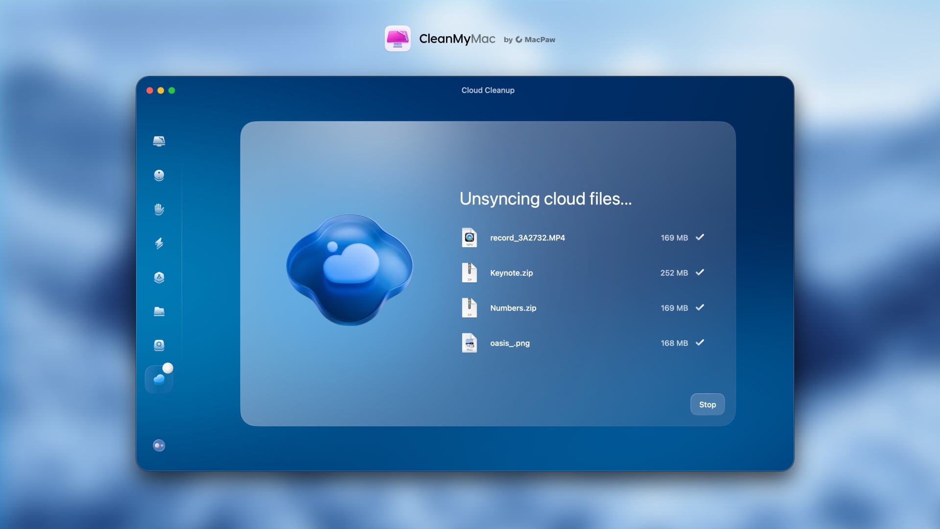 CleanMyMac Cloud Cleanup - Работа с файлами