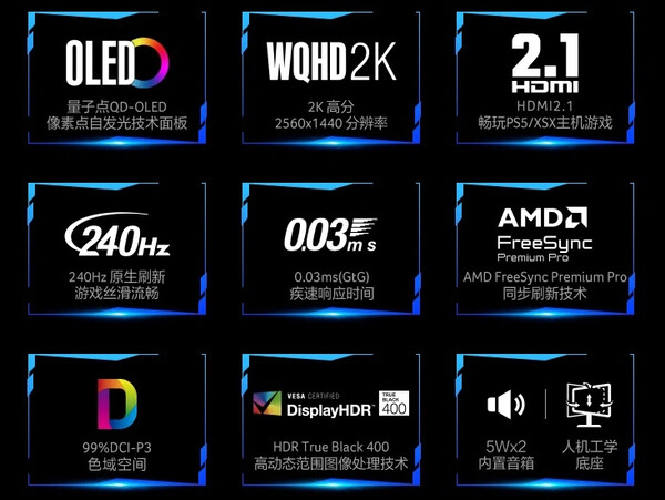 Interface de l'Acer Predator X27U X1 vue de dessous