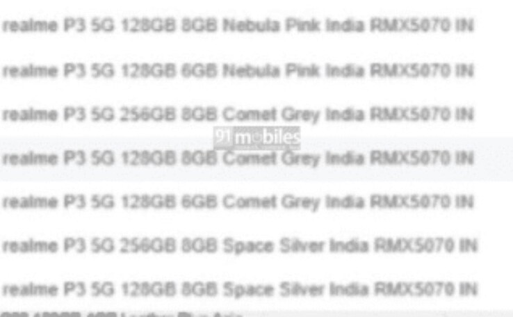 Information leak about Realme P3
