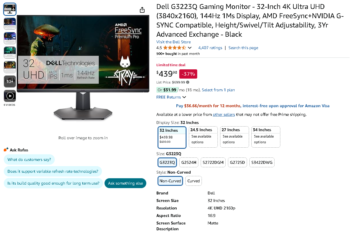 Dell G3223Q Gaming Monitor Dell G3223Q Gaming Monitor features image
