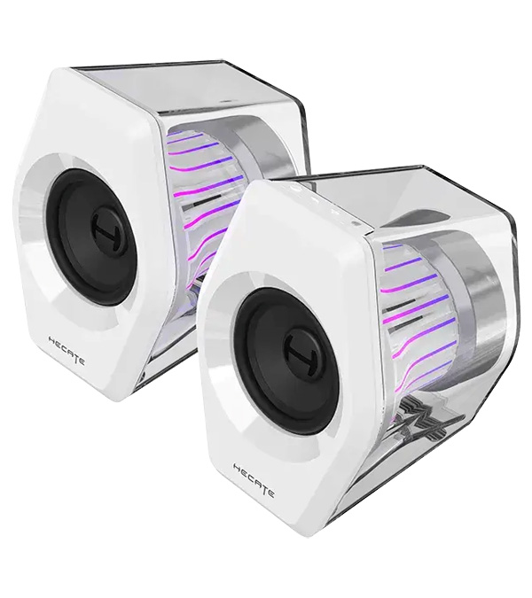 G2000 Pro speakers with transparent enclosure
