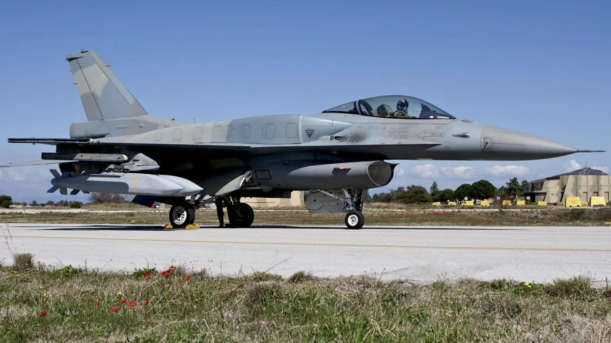 Greek F-16 fighter jet with AGM-154 JSOW bombs