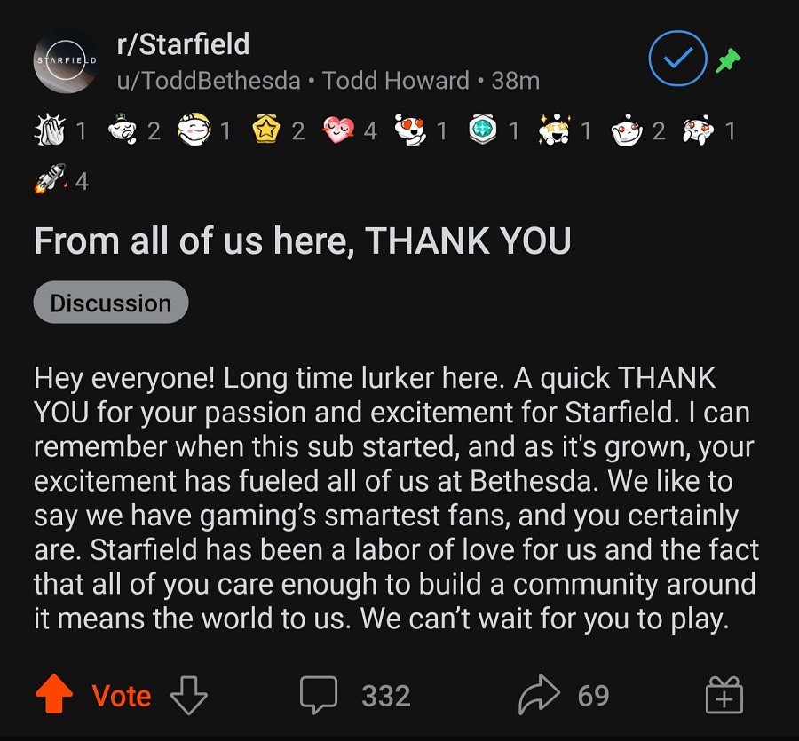 Fans of Bethesda games are "the smartest gamers!": that's what company CEO Todd Howard thinks and thanks them for their patience, support and understanding-2