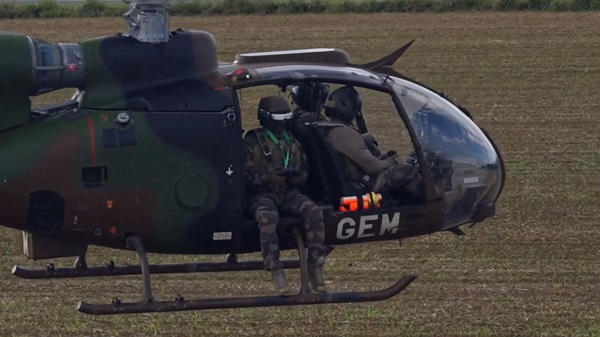 Soldiers of the French 3rd Helicopter Regiment practice using drones