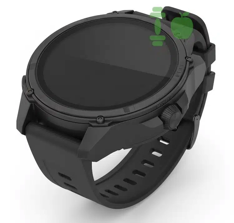 Vue rapprochée du mécanisme de couronne rotative de Garmin