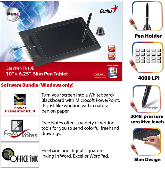 Скоро в Украине: непривычно тонкий графический планшет Genius EasyPen F610E-2