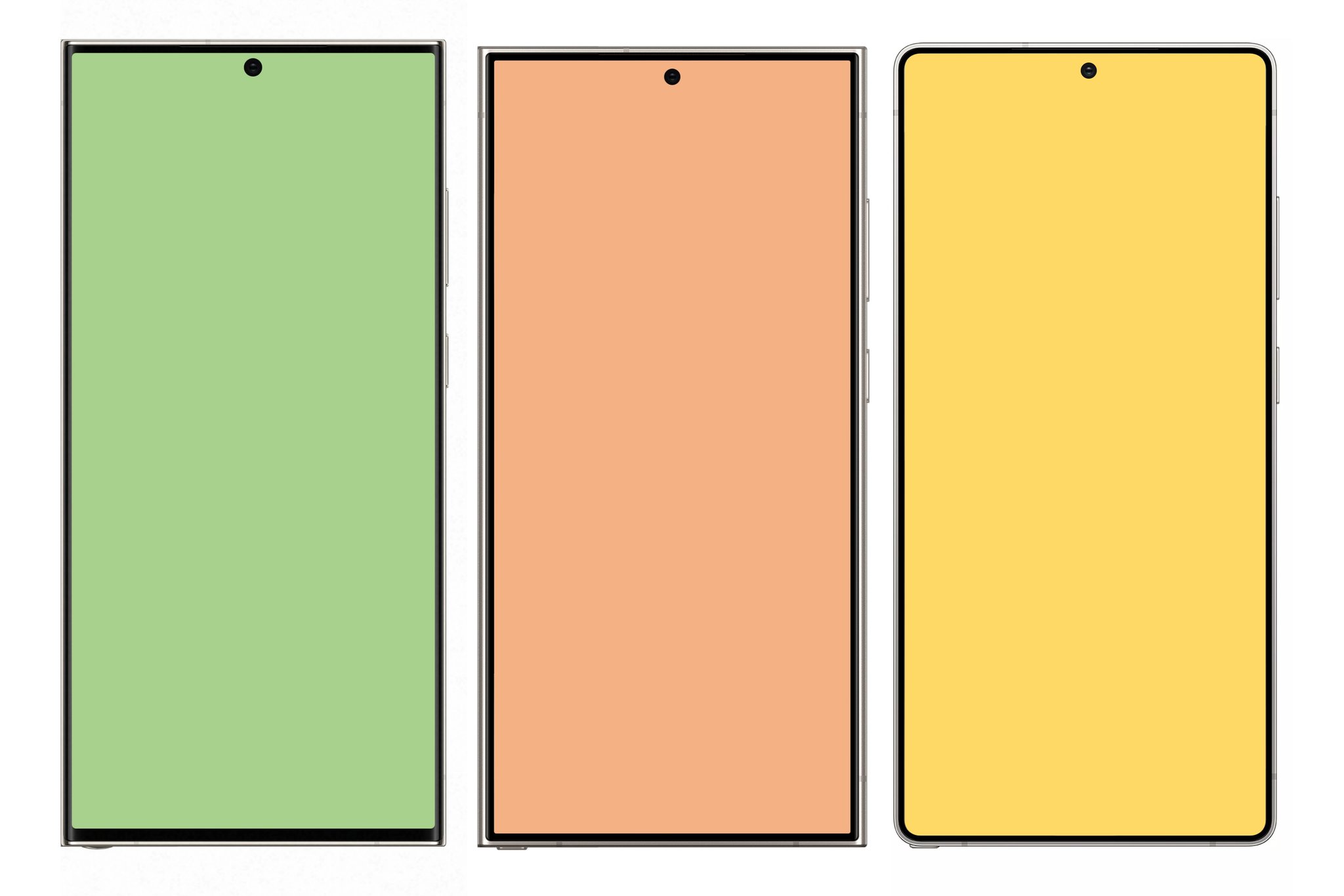 Порівняння дизайну смартфонів Galaxy S23 Ultra, Galaxy S24 Ultra і Galaxy S25 Ultra