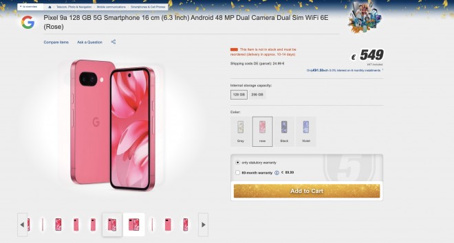 Google Pixel 9a smartphone on the background