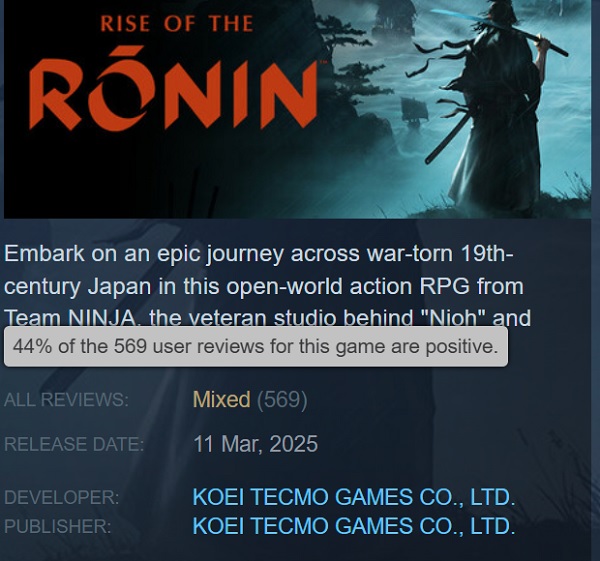 Screenshot of the action game Rise of the Ronin