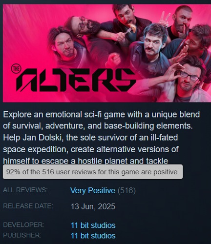 Screenshot of The Alters game