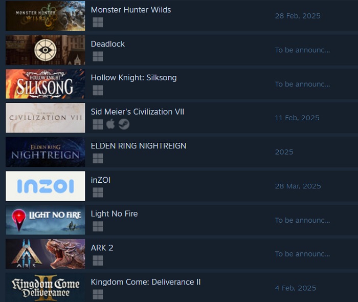 Une capture d'écran de Monster Hunter Wilds sur Steam