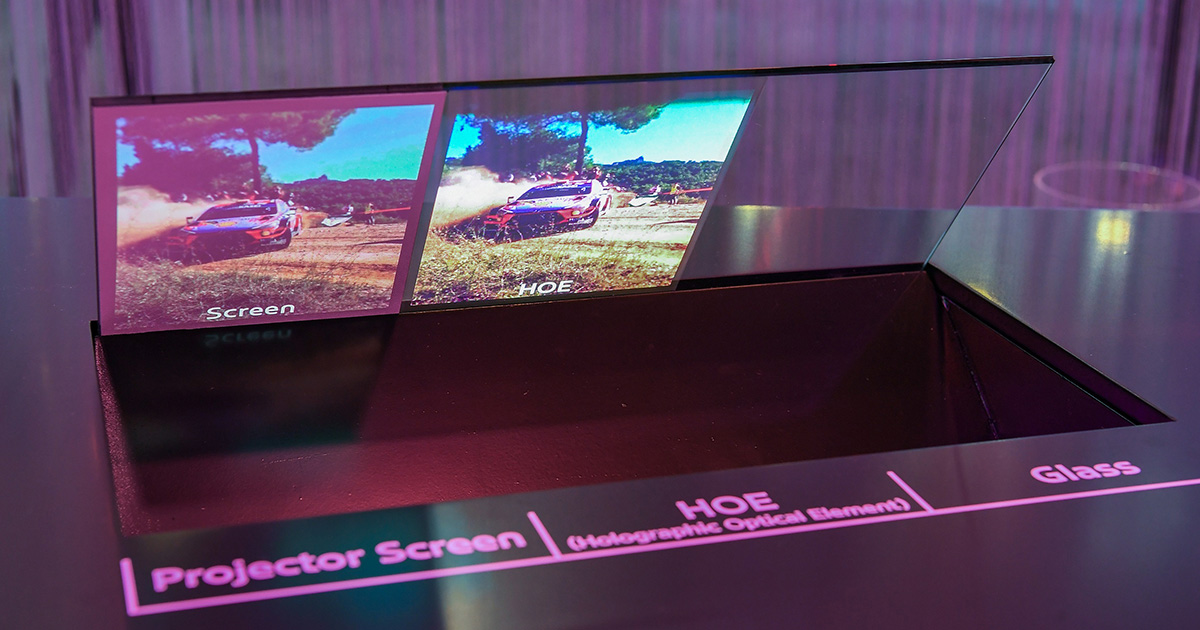 Demonstration of 'Holographic Windshield Display' technology at CES 2025