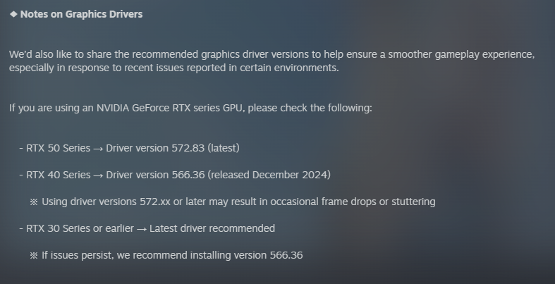 Зображення проблеми з драйвером NVIDIA у грі inZoi