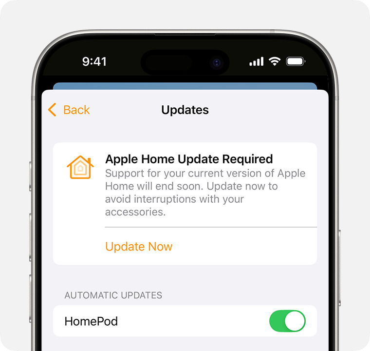 Mettre à jour l'application Home