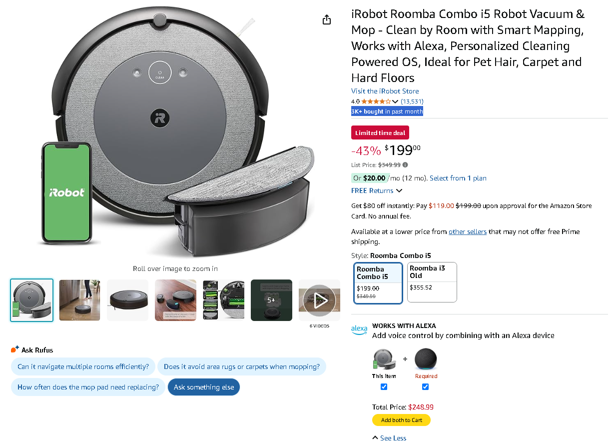 iRobot Roomba Combo i5 Screenshot of the iRobot Roomba Combo i5 vacuum and mop