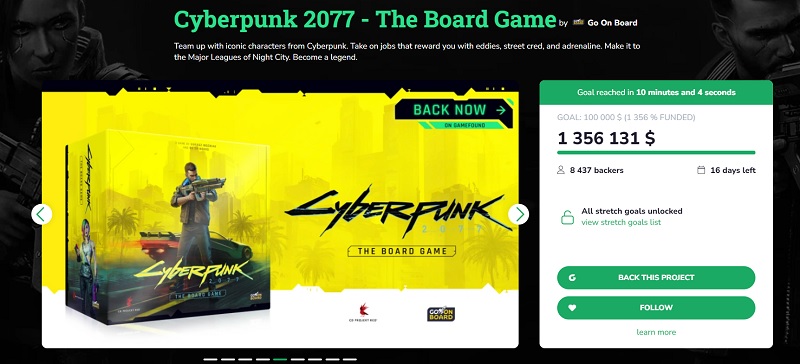 Усього за кілька годин на створення настільної версії Cyberpunk 2077 геймери зібрали майже $1,5 млн: розробники представили детальний трейлер гри-2