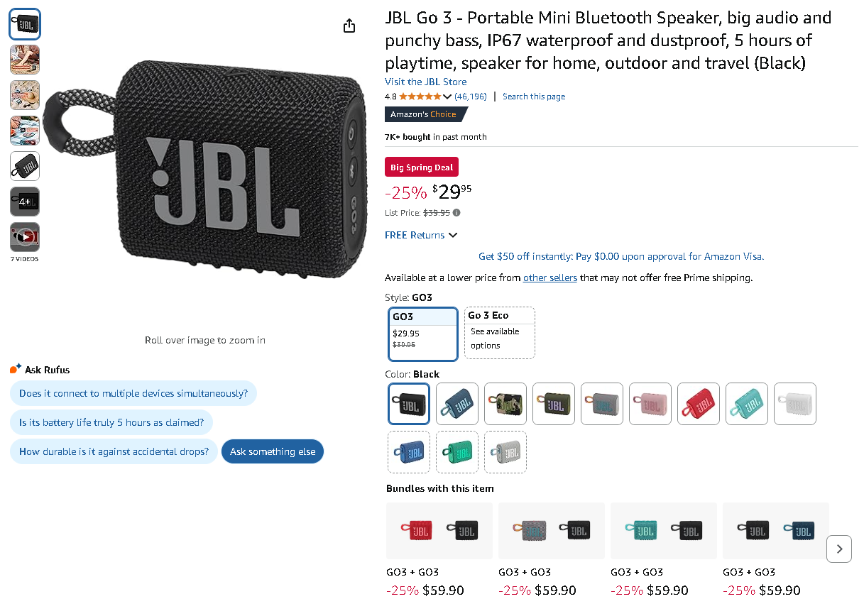 JBL Go 3 Speaker Screenshot of the JBL Go 3 speaker