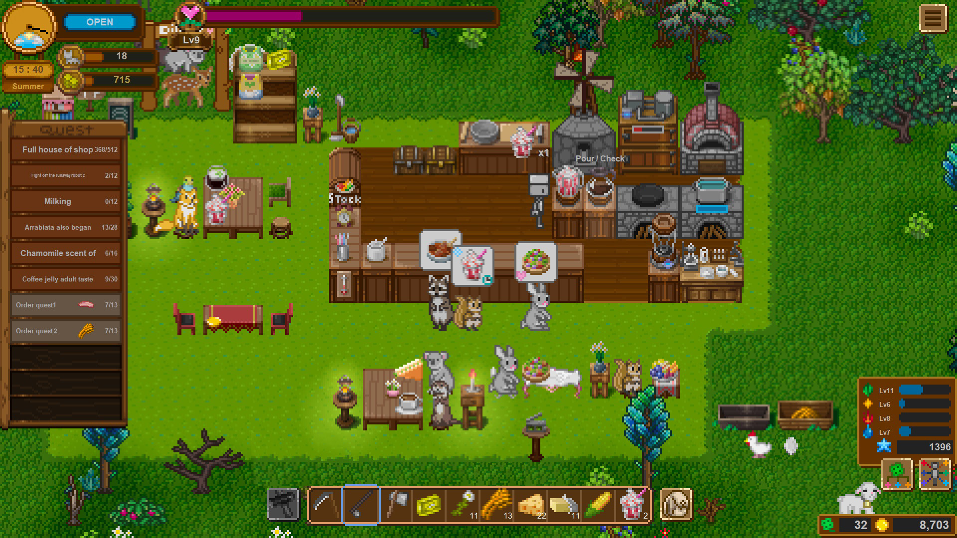 Restaurant scene in the World End Diner game