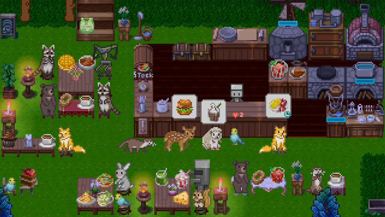A player prepares a dish in the World End Diner game