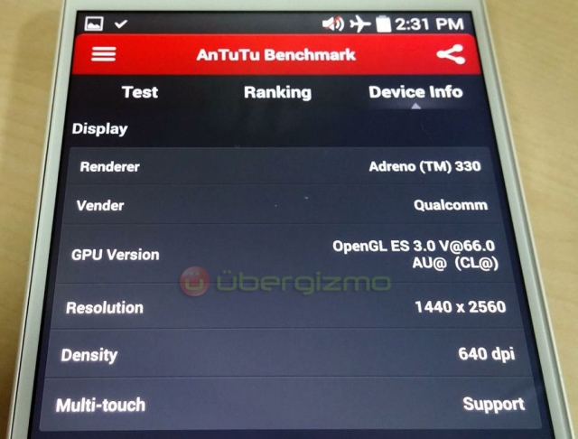 Фотография смартфона LG G3 подтвердила разрешение экрана 2560х1440 
