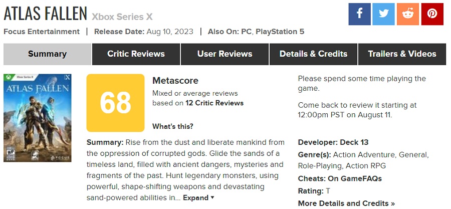First reviews of Atlas Fallen: critics and gamers were not happy with Deck 13 studio's action game-2