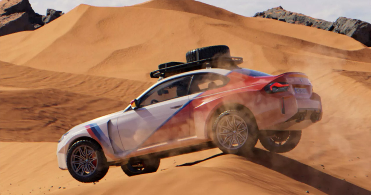 BMW M2 Dakar avec bouches d'aération et pneus tout-terrain