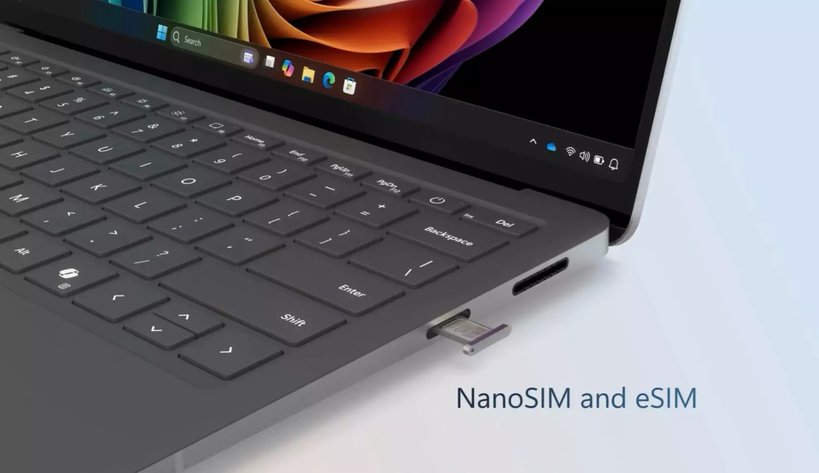 Illustration of the eSIM slot for Microsoft Surface Laptop 5G