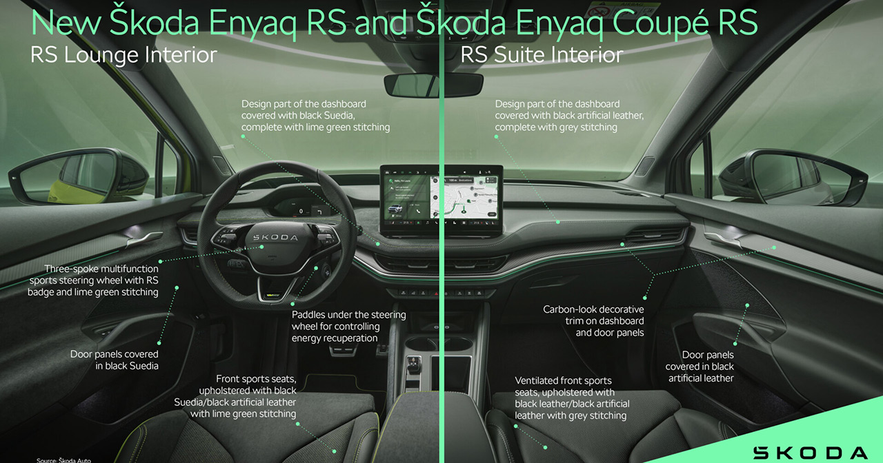 Enyaq RS and Coupé RS interior.