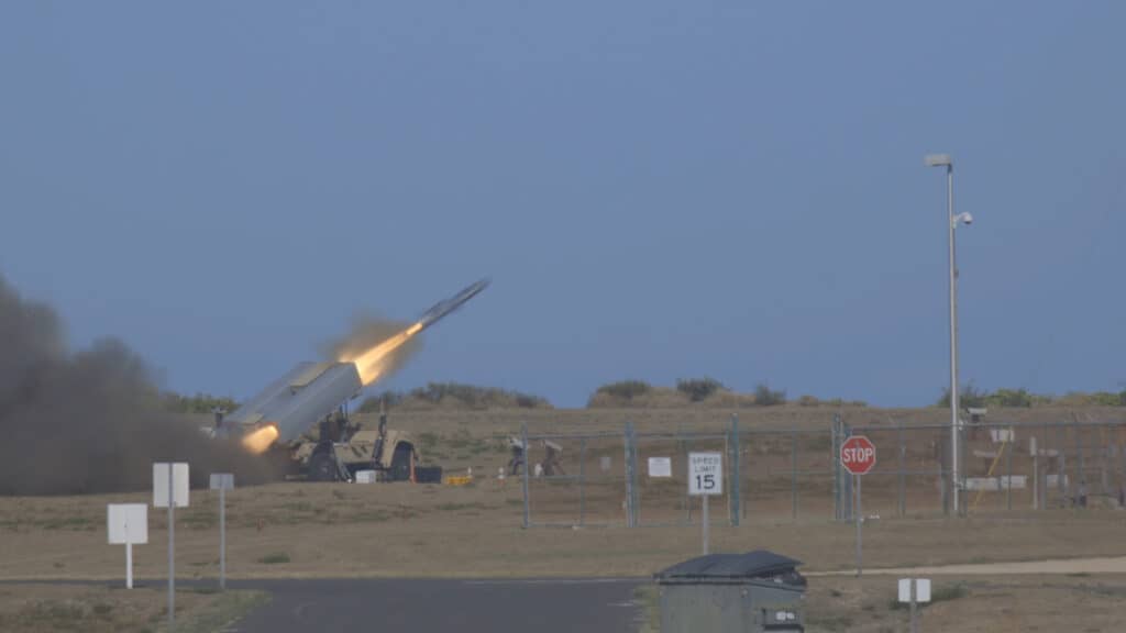 Launch of the NSM from the NMESIS unmanned ground launcher