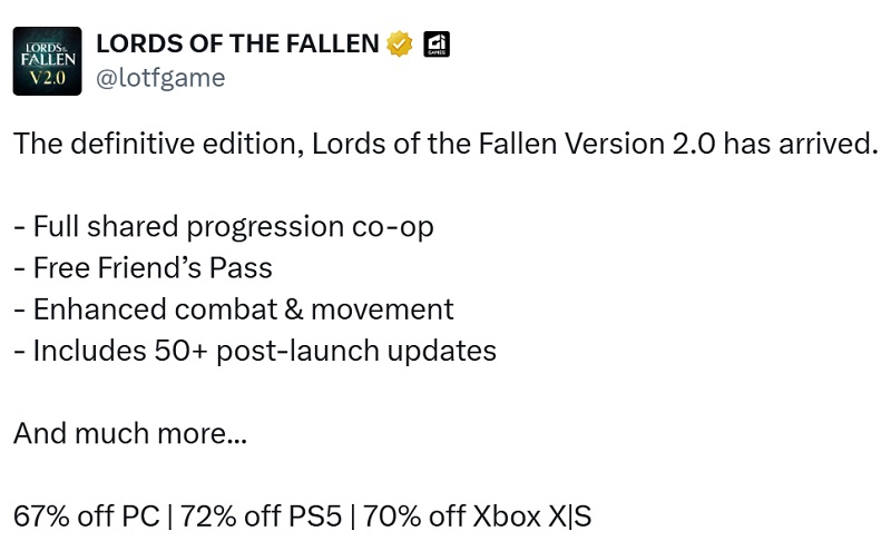 Update 2.0 for Lords of the Fallen
