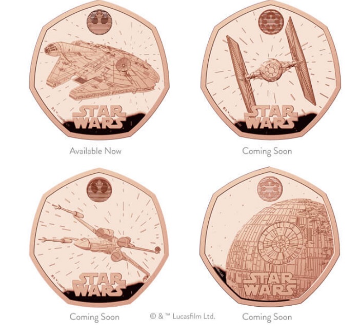 The UK Mint has released a numismatic collection featuring three iconic spaceships and the Death Star from Star Wars-3