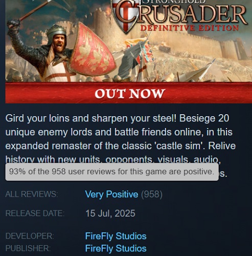 Graphics of the current version of Stronghold: Crusader