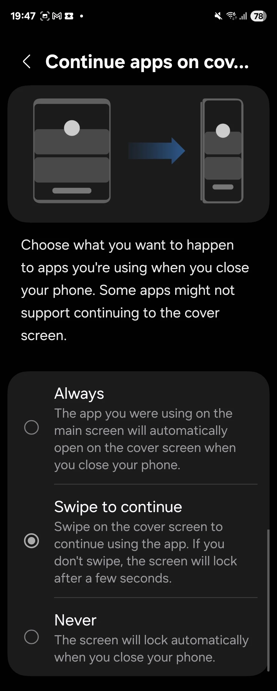 Updated functionality of the App Continuity app