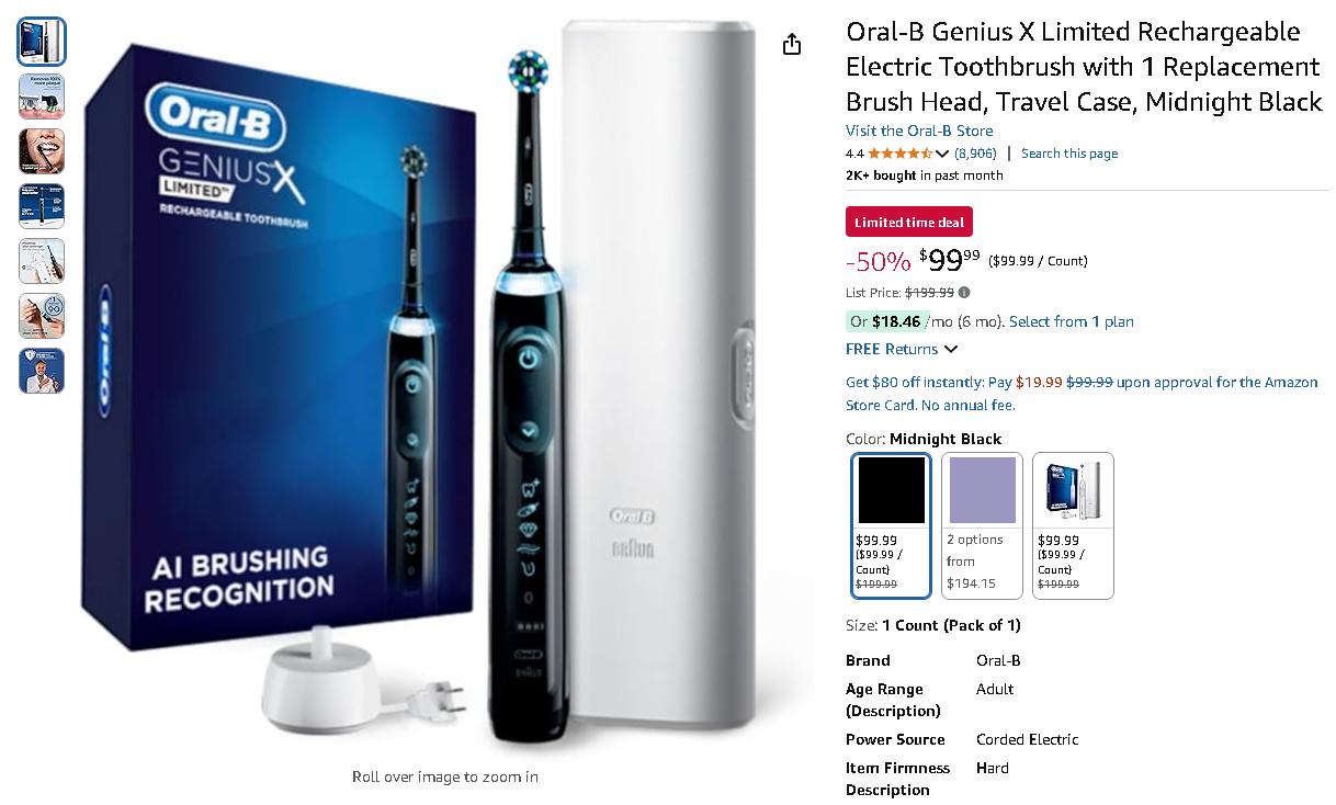 Oral-B Genius X Limited Electric Toothbrush Oral-B Genius X Limited Electric Toothbrush