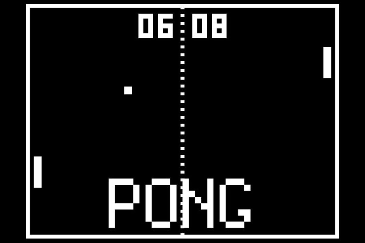 Screenshot of the 1971 PONG game