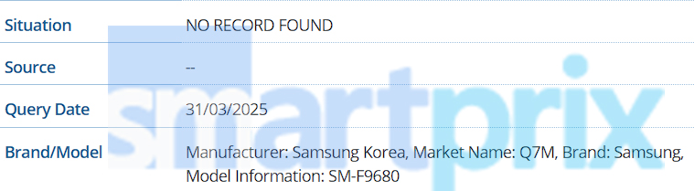 Samsung Q7M SM-F9680 Smartphone doublement pliable