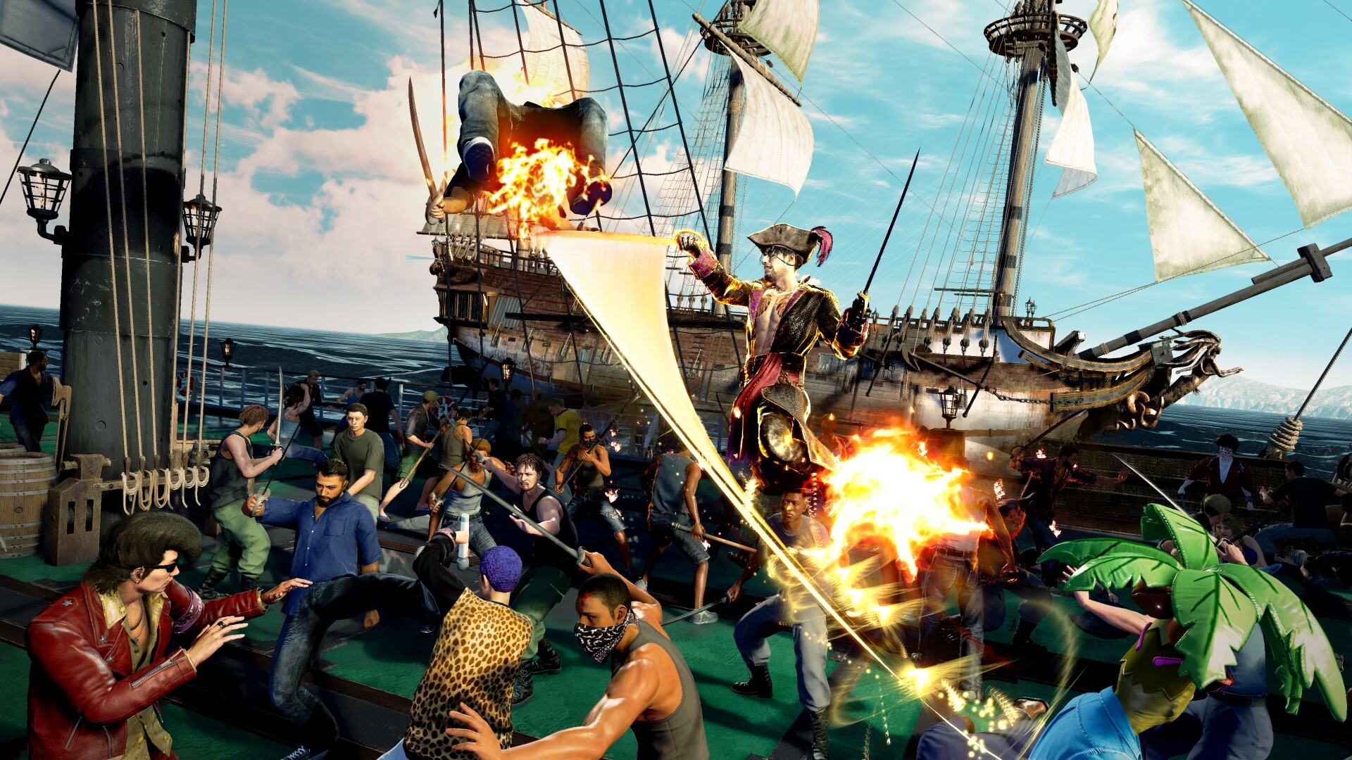 La scène d'exploration de l'île dans le jeu Like a Dragon : Pirate Yakuza à Hawaï