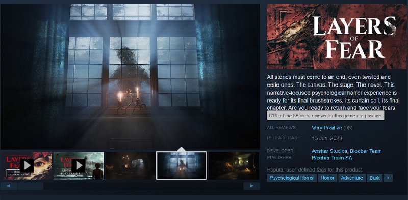 Геймери високо оцінили моторошні історії від Bloober Team: горор Layers of Fear (2023) отримує позитивні відгуки в Steam-2