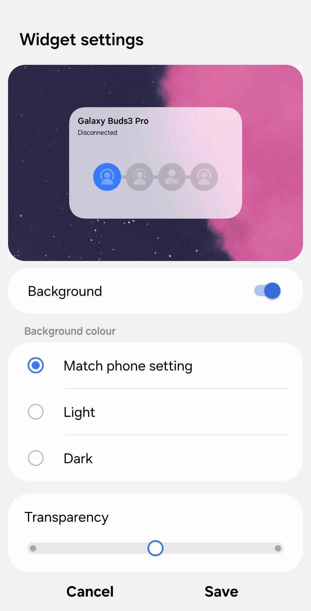 Widget Galaxy Buds 3 Pro dans One UI 7