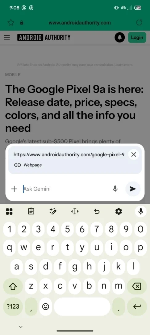 Mappage d'URL pour tester le résumé de pages web dans Samsung Internet avec Gemini