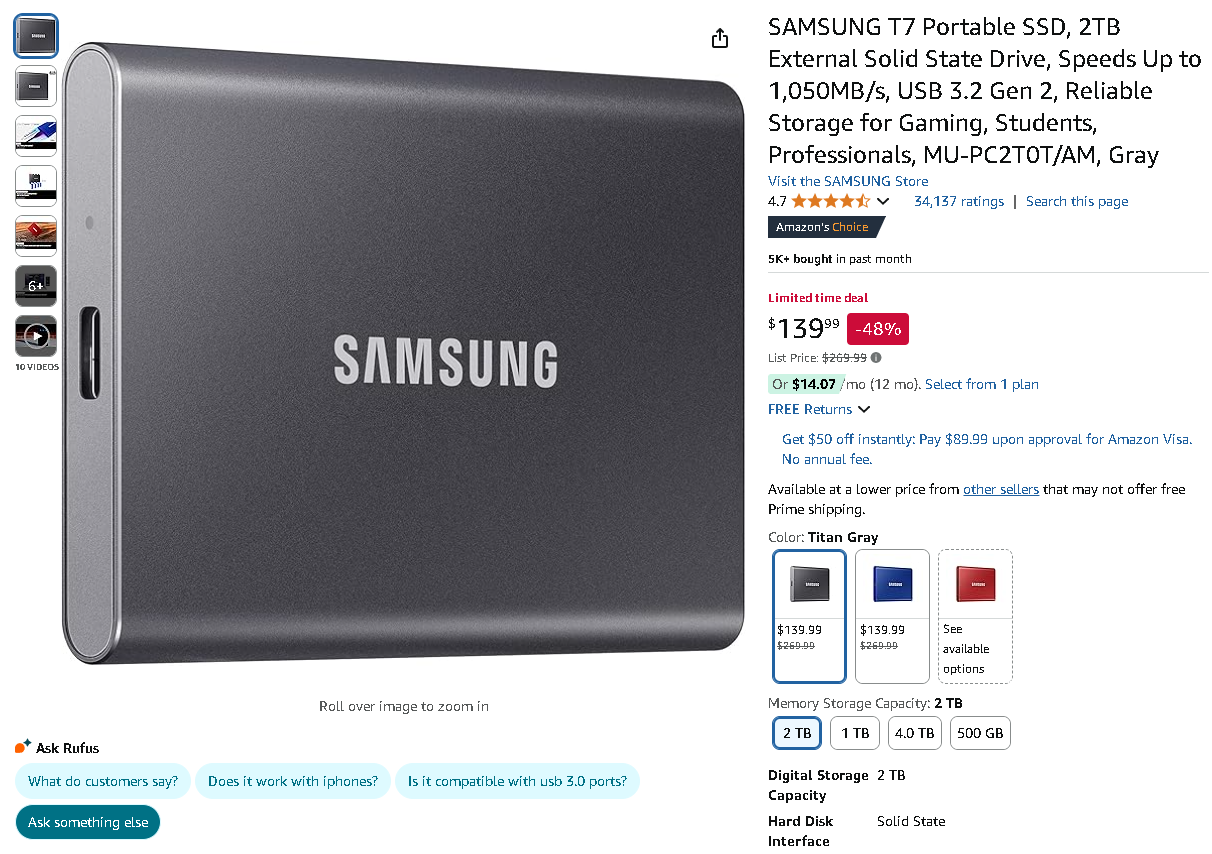 SAMSUNG T7 Portable SSD SAMSUNG T7 Portable SSD
