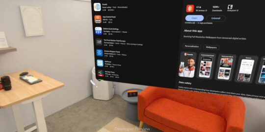 Casque Samsung Project Moohan : Redimensionner la fenêtre de l'application