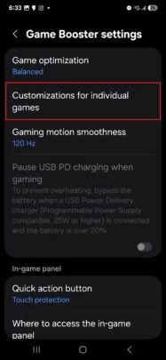 Скріншот Game Booster з Galaxy S25