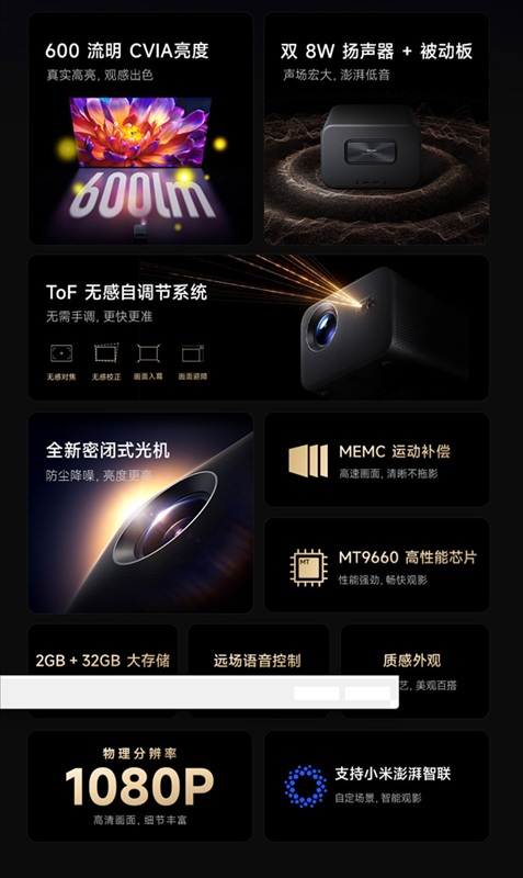 Компактный корпус проектора Redmi Projector 4 Pro