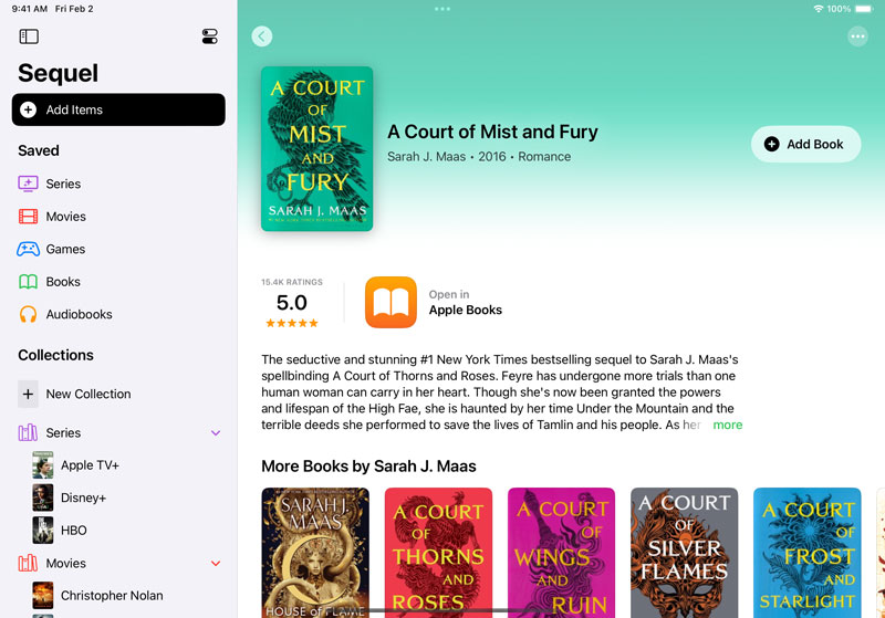 Скріншот програми Sequel на iPad